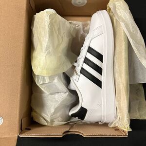 New Adidas Grand Court 2.0 El Black White Tennis Court Shoes Sneakers 3.5